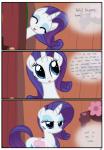 absurd_res blue_eyes comic cutie_mark dialog english_text equine eyes_closed female feral friendship_is_magic fur hair half-closed_eyes hi_res horn inside mammal my_little_pony open_mouth purple_hair pyruvate rarity_(mlp) solo text unicorn white_fur
Rating: Safe
Score: 4
User: Jatix
Date: April 16, 2014