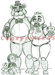 2_toes 3_toes 4_fingers anthro beak bib bib_only black_bow_tie black_eyebrows black_nose black_top_hat bodily_fluids bottomwear bow_tie clothed clothed_human clothed_male clothing crying electronics eyebrows feet female female_anthro fingers footwear fully_clothed fully_clothed_human fully_clothed_male green_beak green_body green_clothing green_shirt green_topwear group holding_microphone holding_object holding_plate larger_anthro larger_female larger_male machine male male_anthro male_human microphone multicolored_body plushie shirt shorts simple_background sitting size_difference smaller_anthro smaller_female smaller_human smaller_male socks standing talons tears tears_of_sadness text thick_thighs toes topwear two_tone_body whisker_spots white_background white_bib young young_human young_male cageyshick05_(artist) five_nights_at_freddy's scottgames chica_(fnaf) crying_child_(fnaf) cupcake_(fnaf) freddy_(fnaf) animatronic avian bear bird chicken galliform gallus_(genus) human mammal phasianid robot 2015 artist_name dialogue_in_description english_description pen_(artwork) traditional_media_(artwork)