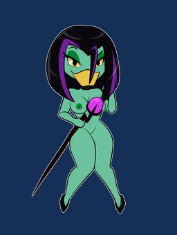 alternative_fashion anthro bangs black_hair breasts casual_nudity chibi clothing female footwear goth hair half-closed_eyes highlights_(coloring) jewelry looking_at_viewer narrowed_eyes nipple_piercing nipple_ring nipples nude pendant piercing purple_highlights ring_piercing shoes simple_background solo staff tasteful_nudity transparent_background widow's_peak blueondrive disney ducktales ducktales_(2017) magica_de_spell anatid anseriform avian bird duck absurd_res alpha_channel hi_res