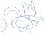 anthro big_butt big_ears biped bodily_fluids breasts butt clothed clothing crouching duo exercise female looking_at_butt motion_lines sweat tail topwear stillelk62 shinju_(stillelk62) domestic_cat felid feline felis mammal digital_drawing_(artwork) digital_media_(artwork) sketch