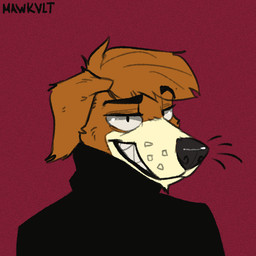 anthro black_clothing black_sweater black_topwear clothing looking_at_viewer looking_forward male smile smiling_at_viewer solo sweater teeth teeth_showing topwear mawkvlt 1:1