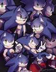 angry anthro biped blue_body blue_fur bodily_fluids clothing footwear frown fur gesture gloves green_eyes hand_gesture handwear male shoes smile solo tears thumbs_up v_sign spacecolonie sega sonic_the_hedgehog_(series) sonic_the_hedgehog eulipotyphlan hedgehog mammal 2013 sketch_page