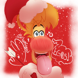 arrow_(weapon) big_nose black_eyebrows blonde_hair blue_eyes blush blush_lines blushing_profusely christmas_clothing christmas_headwear clothed clothed_humanoid clothed_male clothing exclamation_point eyebrows floating_head fur_trim_(clothing) hair hat headgear headwear heart_eyes heart_symbol hearts_around_head holidays infatuation inner_monologue light looking_at_viewer male male_humanoid not_furry pink_tongue ranged_weapon red_background red_clothing red_hat red_headwear santa_hat short_hair simple_background solo tan_body tan_skin teeth text thinking tongue topwear weapon white_clothing white_topwear flamigoat christmas rayman_(series) ubisoft rayman humanoid raypeople_(rayman) 1:1 2024 artist_name bust_portrait colored digital_drawing_(artwork) digital_media_(artwork) english_description hi_res lighting portrait reaction_image shaded