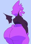 anthro bat_wings big_butt black_clothing black_sweater black_topwear bottomless bottomless_female breasts butt clothed clothing curvy_figure fangs female freckled_face freckles fur head_tuft looking_at_viewer looking_back looking_back_at_viewer membrane_(anatomy) membranous_wings open_mouth purple_body purple_fur simple_background smile solo sweater tail teeth thick_thighs topwear tuft voluptuous voluptuous_anthro voluptuous_female white_eyes wide_hips wings toonarscontent plum_(latchk3y) bat mammal absurd_res digital_drawing_(artwork) digital_media_(artwork) hi_res portrait three-quarter_portrait