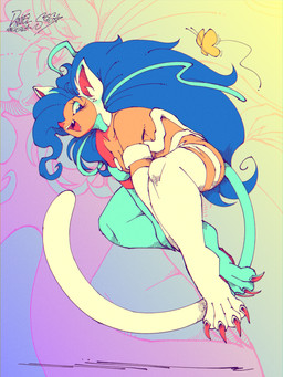 blue_eyes blue_hair breasts claws female fur hair open_mouth red_claws smile solo tail white_body white_fur sodabytes capcom darkstalkers felicia_(darkstalkers) animal_humanoid cat_humanoid felid felid_humanoid feline feline_humanoid humanoid mammal mammal_humanoid 2024 absurd_res digital_media_(artwork) hi_res