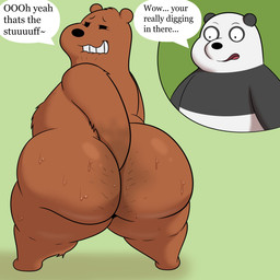 anal anthro big_butt bite biting_lip biting_own_lip black_body black_ears black_eyes black_fur black_nose bodily_fluids body_hair brown_body brown_ears brown_fur butt butt_hair close-up digging_into_butt duo fur half-closed_eyes huge_butt looking_at_another looking_pleasured male multicolored_body multicolored_fur narrowed_eyes rear_view self_bite speech_bubble standing sweat teeth text thick_thighs three-quarter_view tongue two_tone_body two_tone_fur white_body white_fur colossalstars cartoon_network we_bare_bears grizzly_(we_bare_bears) panda_(we_bare_bears) bear brown_bear giant_panda grizzly_bear mammal ursine 1:1 2025 digital_media_(artwork) english_text hi_res adopted_(lore) adoptive_brother_(lore) adoptive_brothers_(lore) adoptive_sibling_(lore)
