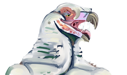 anthro beak female mouth_shot open_beak open_mouth solo veggie_the_palmnut_vulture vore accipitrid accipitriform avian bird old_world_vulture palm-nut_vulture vulture