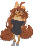 4_toes anthro arm_tattoo brown_eyes brown_hair brown_tail claws clothed clothed_anthro clothed_female clothing countershade_torso countershading ear_piercing feet female foot_tattoo front_view fur gauged_ear hair inner_ear_fluff long_hair long_tail looking_at_viewer one_ear_up piercing simple_background solo standing tail tan_body tan_fur tattoo teeth toe_claws toes topwear tuft white_background tinygaypirate apogee_(tinygaypirate) canid canine canis domestic_dog mammal 2025 digital_media_(artwork) hi_res