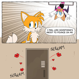 age_difference anthro duo female imminent_sex kiss_mark kissing male male/female offscreen_sex older_female text young younger_male 4chan_anon anonymous_artist sega sonic_the_hedgehog_(series) miles_prower rouge_the_bat bat canid canine fox mammal red_fox true_fox english_text hi_res