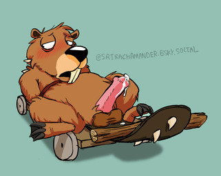 aroused balls bdsm bodily_fluids bondage bound brown_body brown_fur buckteeth erection feral flustered fur genital_fluids genitals looking_away lying male on_back precum prehistoric presenting shy solo stick teeth thorns wheel srirachamander electronic_arts plants_vs._zombies popcap_games beaver mammal rodent hi_res