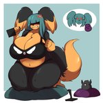 ambiguous_gender anthro breasts cleavage clothed clothing duo female hair joystick gin-blade zoey_(jwinkz) avian bird canid canine canis domestic_dog mammal 1:1 hi_res