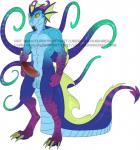 anthro back_tentacles balls erection fin genitals humanoid_genitalia humanoid_penis male nude penis referense solo tail tentacles helaviskrew mythology canid canine canis dragon mammal monster mythological_creature mythological_scalie scalie wolf hi_res