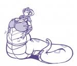 anthro apode big_breasts bottomless breasts clothed clothing draconcopode female female_pred forked_tongue huge_breasts imprint legless markings monochrome naga non-mammal_breasts overweight overweight_anthro overweight_female reptile scales scalie serpentine snake snake_hood solo tabris tongue tongue_out ventral_scales viper_(x-com) vore x-com