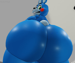 anthro backsack balls barely_visible_balls barely_visible_genitalia big_butt black_eyebrows black_nose blue_body blue_fur buckteeth butt eyebrows eyelashes fur genitals green_eyes long_ears looking_back machine male rear_view red_cheeks small_tail solo tail teeth whisker_spots muitetium five_nights_at_freddy's five_nights_at_freddy's_2 scottgames toy_bonnie_(fnaf) animatronic lagomorph leporid mammal rabbit robot 2026 3d_(artwork) absurd_res digital_media_(artwork) hi_res