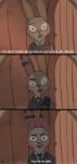 anthro basic_sequence buckteeth clothed clothing dialogue facial_markings female head_markings humor linear_sequence male markings necktie open_mouth parody police police_uniform solo suit teeth text three_frame_image three_frame_sequence tongue uniform anothercolouranon disney pirates_of_the_caribbean zootopia jack_savage judy_hopps lagomorph leporid mammal rabbit comic english_text hi_res sequence subtitled