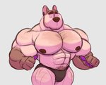 4_fingers abs anthro big_muscles black_nipples black_nose brown_body brown_fur clothed clothing ear_piercing eyebrows fingers fur huge_muscles humanoid_hands looking_at_viewer male multicolored_body multicolored_fur muscular muscular_anthro muscular_male nipples pawpads piercing purple_pawpads simple_background solo standing tan_body tan_fur thick_eyebrows topless two_tone_body two_tone_fur underwear underwear_only lizard_soup donovan_(lizard_soup) canid canine canis domestic_dog mammal 2020 hi_res