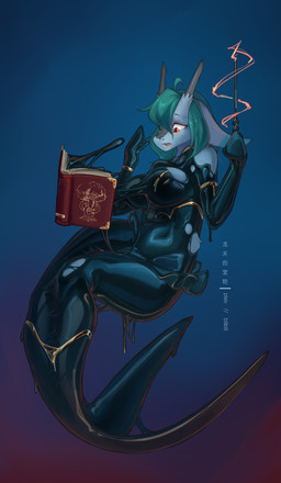 anthro big_breasts breasts camel_toe clothing female genital_outline latex latex_clothing latex_skinsuit magic magical_stimulation magician skinsuit solo split_form staff tight_clothing transformation vulva_outline wide_hips shanher mythology shanher_(character) aquatic dragon living_latex merfolk mythological_creature mythological_scalie scalie absurd_res hi_res