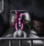 bars bed bedding blanket brick cracks doll female feral frown fur furniture hair long_hair looking_at_viewer lying nightstand on_back open_mouth pillow pink_body pink_fur pink_hair plushie smile solo teal_eyes toy window 28gooddays badday28 friendship_is_magic hasbro my_little_pony gummy_(mlp) pinkamena_(mlp) pinkie_pie_(mlp) alligator alligatorid crocodilian earth_pony equid equine horse mammal pony reptile scalie hi_res