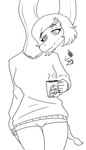 5_fingers anthro beverage bottomwear clothing coffee coffee_mug eyelashes female fingers hair long_neck long_tail short_hair shorts smile snout solo sweater tail topwear jacket_ignites cavemanon_studios i_wani_hug_that_gator damien_payne liz_farlane brachiosaurid brachiosaurus dinosaur prehistoric_species reptile sauropod sauropodomorph scalie 2024 hi_res monochrome watermark