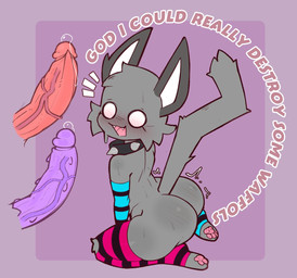 anthro armwear big_penis black_armwear black_clothing black_collar black_elbow_gloves black_gloves black_handwear black_legwear black_thigh_highs blue_armwear blue_clothing blue_elbow_gloves blue_gloves blue_handwear blue_legwear blue_thigh_highs blush bodily_fluids butt clothing collar disembodied_penis ear_tuft elbow_gloves emanata erection facial_tuft fangs female genital_fluids genitals gloves grey_blush group handwear knee_tuft kneeling leaking_precum leg_tuft legwear male male/female motion_lines no_pupils pattern_armwear pattern_clothing pattern_elbow_gloves pattern_gloves pattern_handwear pattern_legwear pattern_thigh_highs penile_spines penis pink_penis precum purple_body red_clothing red_legwear red_thigh_highs spiked_collar spikes striped_armwear striped_clothing striped_elbow_gloves striped_gloves striped_handwear striped_legwear striped_thigh_highs stripes tail tail_tuft teeth text thigh_highs toeless_thigh_highs trio tuft vein veiny_penis white_inner_ear defunctumbra waffols_(mschaox) domestic_cat felid feline felis mammal 2025 english_text hi_res