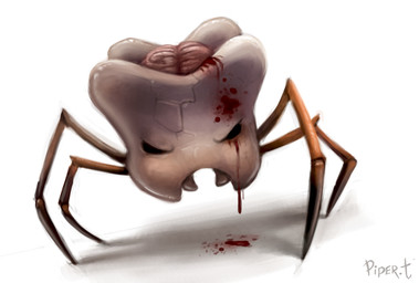 ambiguous_gender black_eyes blood bodily_fluids brain empty_eyes feral grey_body nightmare_fuel organs simple_background solo teeth white_background piper_thibodeau animate_inanimate monster digital_media_(artwork) digital_painting_(artwork) painting_(artwork)
