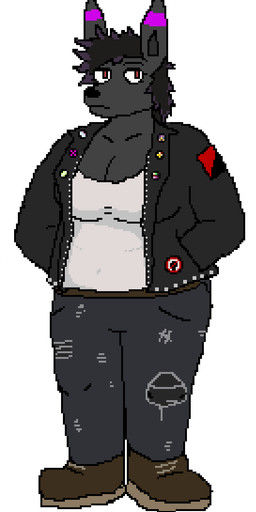 anarcho-communist_flag anthro big_breasts black_hair boots bottomwear breasts clothing denim denim_bottomwear denim_clothing distressed_jeans eyelashes female footwear hair hand_in_pocket jacket jeans leather leather_clothing leather_jacket leather_topwear magenta_markings missing_texture pants pockets purple_hair shirt shoes solo standing studs tank_top topwear torn_bottomwear torn_clothing torn_jeans torn_pants work_boots urafoxa nintendo pokemon kaiya_faulkner eeveelution generation_2_pokemon pokemon_(species) umbreon digital_media_(artwork) paint.net_(artwork) pixel_(artwork) trans_(lore) trans_woman_(lore)