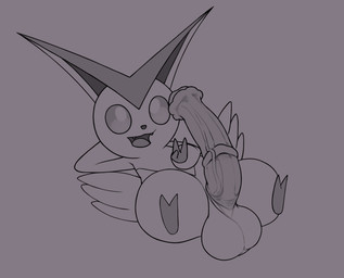 animal_genitalia animal_penis balls big_balls big_penis equine_genitalia equine_penis erection genitals huge_penis male penis pose small_but_hung solo vein veiny_penis conditional_dnp vanzard nintendo pokemon generation_5_pokemon legendary_pokemon pokemon_(species) victini absurd_res hi_res