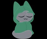 :3 cloak clothing eyes_closed green_cloak green_clothing grey_body male simple_background sleeping smile solo tail transparent_background gooblie_2 isaac_(gooblie_ii) domestic_cat felid feline felis mammal 6:5 alpha_channel hi_res