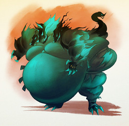 3_claws 3_heads anthro belly big_belly big_butt blue_body bottomwear butt claws clothing dark_body gloves handwear huge_belly huge_butt male moobs morbidly_obese multi_head no_pupils obese obese_anthro obese_male open_mouth overweight overweight_anthro overweight_male pants solo standing thick_thighs topwear torn_bottomwear torn_clothing torn_pants vest wide_hips daddyzagur epic_games european_mythology fortnite greek_mythology mythology cerberus_(fortnite) canid canid_demon canine cerberus demon hellhound mammal mythological_canine mythological_creature