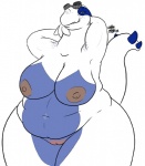 anthro areola belly big_areola breasts eyewear female freckles genitals goggles grin looking_at_viewer love_handles navel nipples non-mammal_breasts non-mammal_nipples obese obese_anthro obese_female overweight overweight_anthro overweight_female plump_labia pokemorph pussy sagging_breasts simple_background smile solo tail teeth thick_thighs white_background eddy_okapi nintendo pokemon avian generation_2_pokemon legendary_pokemon lugia pokemon_(species)