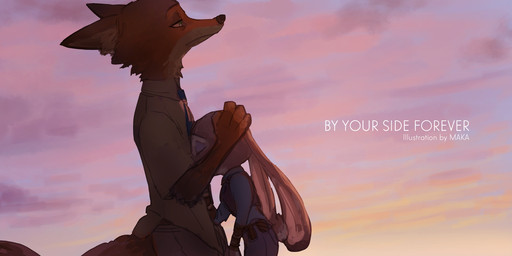 anthro day duo feels female fur male outside sky sunset kanzaki_(pixiv) disney zootopia judy_hopps nick_wilde canid canine fox lagomorph leporid mammal rabbit red_fox true_fox hi_res