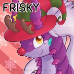 clothing female hat headgear headwear simple_background smile solo yellow_eyes dinogoat fakemon nintendo pokemon frisky arthropod generation_5_pokemon generation_6_pokemon goodra hybrid myriapod pokemon_(species) scolipede 1:1 2016 digital_media_(artwork) watermark