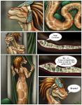 2011 anthro anthro_pred apode bodily_fluids breasts clothed clothing comic covering dialogue draconcopode drooling duo english_text feet_first female fully_inside hair human human_prey inside_stomach internal larger_anthro larger_pred legless male mammal markie naga non-mammal_breasts nude reptile saliva scalie serpentine size_difference smaller_human smaller_prey snake speech_bubble text vore
