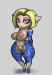 alternate_species big_breasts big_nipples blonde_hair blue_eyes breasts circuit_markings female genitals hair hornless humanoid_pointy_ears looking_at_viewer markings nipples not_furry pink_nipples pointy_ears pussy short_stack solo thick_thighs wabutt dragon_ball dragon_ball_z android_18 digital_creature humanoid imp