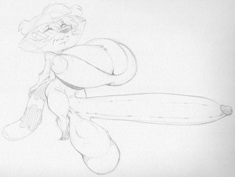 anthro balls big_balls big_breasts big_penis breasts eyelashes facial_markings fur genitals gynomorph head_markings huge_balls huge_breasts huge_penis hyper hyper_breasts hyper_genitalia hyper_penis intersex long_penis markings mask_(marking) mature_gynomorph mature_intersex penis sharp_teeth shortstack shortstack_gynomorph shortstack_intersex solo standing tail tail_markings teeth tuft sbshouseofpancakes harvey_beaks nickelodeon meryl_(harvey_beaks) mammal procyonid raccoon 2021 monochrome traditional_media_(artwork)