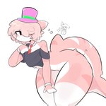 anthro clothing femboy grey_clothing grey_shirt grey_topwear hair hat headgear headwear necktie pink_body pink_clothing pink_hair pink_hat pink_headwear pink_skin red_necktie shirt solo topwear merricuwu fish marine shark 1:1 2025 absurd_res hi_res