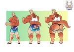 anthro big_butt big_pecs bottomwear bursting_out_of_clothing butt butt_expansion clothed clothing expansion exploding_clothing facial_hair growth humanoid_pointy_ears looking_back male muscle_growth muscular nipples partially_clothed pecs pointy_ears rear_view snout snout_growth solo species_transformation standing tail tail_growth torn_bottomwear torn_clothing transformation 1ceberg human kangaroo macropod mammal marsupial absurd_res hi_res