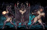 ahegao arm_under_breasts asian_clothing big_breasts black_body black_hair black_scales black_sclera breasts butt claws clothing covered_eyes curvy_figure dark_body dark_skin ear_fins east_asian_clothing female fin hair horn huge_breasts japanese_clothing long_hair looking_pleasured maebari male membrane_(anatomy) membranous_wings navel nude open_mouth red_spikes scales sharp_teeth smile solo spiked_tail spikes spikes_(anatomy) tail teeth text thick_thighs tongue tongue_out voluptuous wings yellow_eyes niur capcom darkest_dungeon monster_hunter mythology flagellant_(darkest_dungeon) animal_humanoid dragon dragon_humanoid elder_dragon fatalis horned_humanoid humanoid mythological_creature mythological_scalie scalie digital_media_(artwork) url