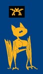 big_breasts blue_background blue_eyes breasts female fur nipples simple_background skinny wings yellow_body yellow_fur bluercheese intellivision mattel space_armada_(intellivision) bat mammal digital_media_(artwork) hi_res pixel_(artwork) redraw