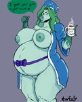 anthro bathrobe belly big_belly big_breasts breasts clothed clothing container cup female holding_container holding_cup holding_mug holding_object holidays huge_breasts mug open_clothing open_robe overweight overweight_female pregnant pregnant_anthro pregnant_female profanity robe slightly_chubby slightly_chubby_female solo text thick_thighs awful_lad christmas minty_(awful_lad) bovid bovine cattle mammal absurd_res english_text hi_res