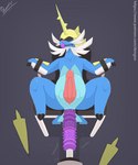 abdominal_bulge anal anal_penetration anthro bdsm bodily_fluids bound chair deep_penetration dildo fucking_machine furniture gag genital_fluids genitals machine male male_penetrated penetration penis precum sex_toy simple_background solo dengon nintendo pokemon generation_5_pokemon pokemon_(species) samurott 2d_animation 5:6 animated loop short_playtime