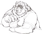 anthro blush humanoid_hands kemono male overweight overweight_male simple_background solo white_background exe_exem lifewonders live_a_hero goro_(live_a_hero) bear mammal 2021 digital_drawing_(artwork) digital_media_(artwork)