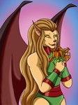 anthro breasts clothed clothing female flower hair leotard open_mouth plant solo wings yellow_eyes unknown_artist disney gargoyles maggie_reed_(gargoyles) felid mammal mutate_(gargoyles) digital_media_(artwork)