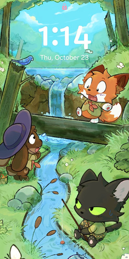 ambiguous_gender anthro black_body black_fur bodily_fluids brown_body brown_fur cattail_(plant) clothing cloud day detailed_background fishing_rod forest fur grass group gui hat headgear headwear lockscreen looking_down outside plant river scout scout_uniform sitting standing surprised sweat sweatdrop tail tree walking pawberry arthropod butterfly canid canine domestic_cat felid feline felis fox insect lagomorph lepidopteran leporid mammal rabbit 2025 absurd_res hi_res