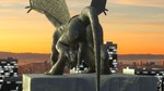 2020 3d_(artwork) anthro anus backsack balls bent_over blender_(artwork) bodily_fluids brooklyn_(gargoyles) butt city cityscape cum digital_media_(artwork) disney gargoyle gargoyles genital_fluids genitals hair hi_res humanoid_genitalia humanoid_penis inanimate_transformation leaking_cum male no-name-no-problem penis petrification presenting presenting_hindquarters scalie sculpture solo statue tail transformation wings