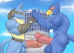 anthro beak big_pecs big_penis blue_body blue_fur bodily_fluids building building_penetrated building_sex double_penetration duo erection frottage fur genital_fluids genitals humanoid_genitalia humanoid_penis internal macro male male/male male_penetrating muscular muscular_male pecs penetration penile penis precum sex spines worship led_owo nintendo pokemon star_fox falco_lombardi avian bird canid canine generation_4_pokemon lucario mammal pokemon_(species) hi_res