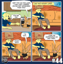 betting humor kitchen living_room male sitting text ariesartist no_nut_november ben_(ariesartist) roger_(ariesartist) bird_dog canid canine canis domestic_dog fennec_fox fox hunting_dog labrador mammal retriever true_fox alpha_channel comic english_text hi_res meme