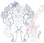 anthro duo male melee_weapon muscular size_difference sword weapon mc_morrales nintendo pokemon crowned_shield_zamazenta crowned_sword_zacian generation_8_pokemon legendary_pokemon pokemon_(species) zacian zamazenta hi_res sketch