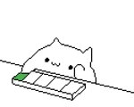 ambiguous_gender anthro computer_keyboard desk fur furniture keyboard simple_eyes smile solo table white_body white_fur unknown_artist bongo_cat domestic_cat felid feline felis mammal 5:4 animated colored digital_media_(artwork) hi_res meme pixel_(artwork) short_playtime