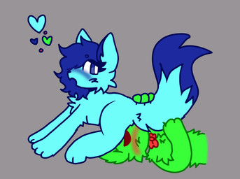 anthro anthro_on_feral bestiality blue_body blue_eyes blue_fur blush bow_tie cunnilingus duo eyes_closed female feral fur green_body green_fur grey_background heart_symbol hearts_around_head male male/female multicolored_body multicolored_fur open_mouth oral red_bow_tie sex simple_background vaginal bratcafe goob_(bratcafe) izzy_(bratcafe) felid feline mammal absurd_res hi_res